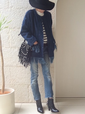 「スタッズ」｜「アイテム（ジャケット/アウター）」を使った、ayaさん（レディース・161cm）の冬コーディネート