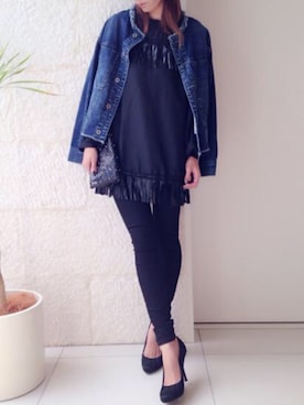 「アイテム（チュニック）」を使った、ayaさん（レディース・161cm）の冬コーディネート