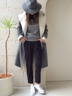 「アイテム（その他、グレー系）」を使った、ayaさん（レディース・161cm）の冬コーディネート