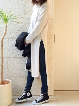 「copine」｜「アイテム（ライダースジャケット）」を使った、ayaさん（レディース・161cm）の冬コーディネート