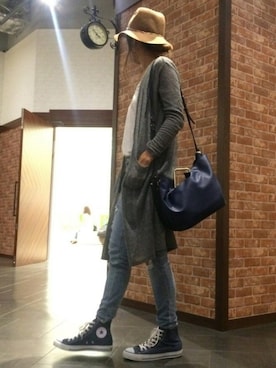 「ハットコーデ」｜「アイテム（デニムパンツ）」を使った、ayaさん（レディース・161cm）の秋コーディネート