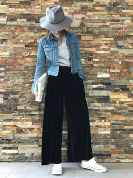 「ベロア」｜「アイテム（帽子）」を使った、ayaさん（レディース・161cm）の秋コーディネート
