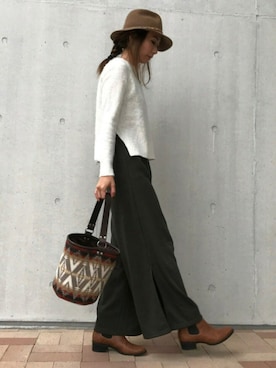 「PENDLETON（ペンドルトン）のアイテム（バッグ）」を使った、ayaさん（レディース・161cm）の秋コーディネート