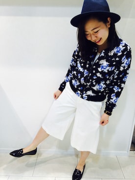 「NICE CLAUP（ナイスクラップ）のアイテム（ブルゾン）」を使った、Koto.さん（レディース・155cm）の春コーディネート