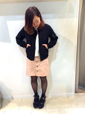 「NICE CLAUP（ナイスクラップ）のアイテム（その他アウター）」を使った、Koto.さん（レディース・155cm）の冬コーディネート