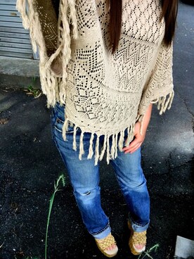 「Honeys（ハニーズ）のアイテム（その他トップス、ベージュ系）」を使った、manamiさん（レディース）の春コーディネート