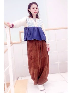 「niko and...（ニコアンド）のコールハギハギニーパンツ」を使った、girlさん（レディース・159cm）の冬コーディネート