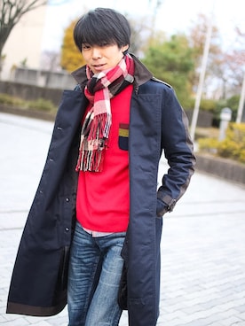 「BLACK LABEL CRESTBRIDGE（ブラックレーベル・クレストブリッジ）のアイテム（トレンチコート）」を使った、Y.Takiseさん（メンズ・175cm）の冬コーディネート