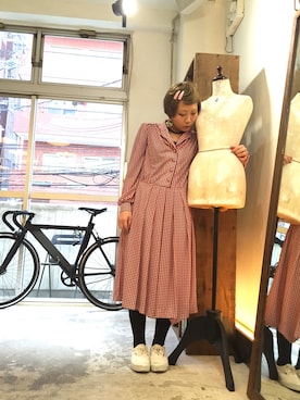 「美容室」｜「アイテム（ワンピース）」を使った、naoさん（レディース・158cm）の冬コーディネート