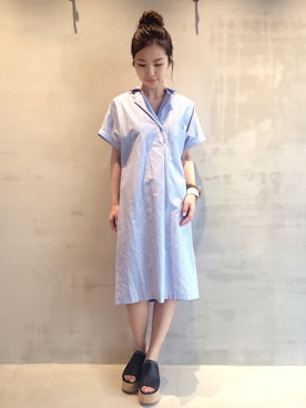 「HELIOPOLE（エリオポール）のアイテム（シャツワンピース）」を使った、hayashiさん（レディース・153cm）の春コーディネート