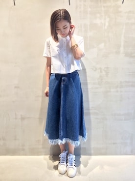 「HELIOPOLE（エリオポール）のアイテム（スニーカー）」を使った、hayashiさん（レディース・153cm）の夏コーディネート