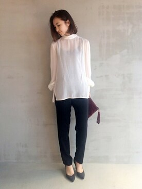 「HELIOPOLE（エリオポール）のアイテム（パンツ）」を使った、hayashiさん（レディース・153cm）の夏コーディネート