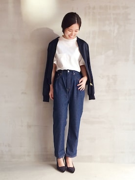 「HELIOPOLE（エリオポール）のアイテム（ジャケット/アウター）」を使った、hayashiさん（レディース・153cm）の秋コーディネート