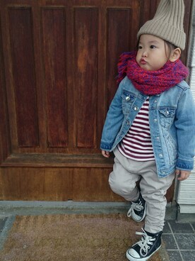「Lattice（Lattice）のアイテム（ヘアアクセサリー）」を使った、kaaareeenさん（キッズ・90cm）の秋コーディネート