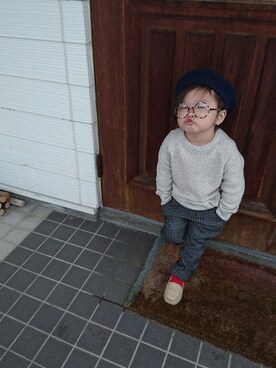 「BREEZE（ブリーズ）のアイテム（ミリタリージャケット）」を使った、kaaareeenさん（キッズ・90cm）の冬コーディネート