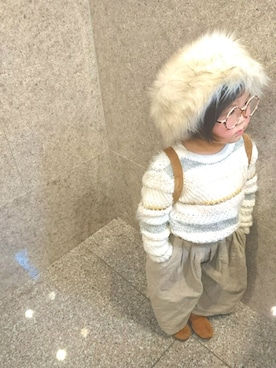 「OZOC（オゾック）のアイテム（帽子）」を使った、kaaareeenさん（キッズ・90cm）の冬コーディネート