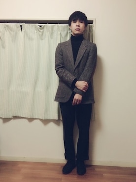 「ツイードジャケット」｜むらたさん（メンズ・171cm・20代）の冬コーディネート