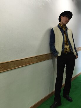 「TOPMAN（トップマン）のアイテム（デニムジャケット）」を使った、freemankwanさん（メンズ・188cm）の冬コーディネート