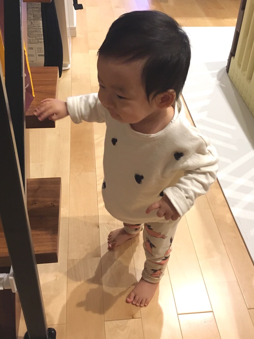 「kids、女の子コーデ、秋のコーデ、11ヶ月、ZARA KIDS、minirodini」｜「ZARA KIDSのアイテム（スウェット、ホワイト系）」を使った、tatatari☆さん（キッズ・70cm）の秋コーディネートの1枚目の写真