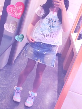 「milklim（milklim）のアイテム（デニムスカート）」を使った、♡ chihiro ♡さん（レディース・157cm）の夏コーディネート