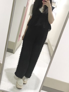 「サテンパンツ」｜「アイテム（オールインワン・サロペット）」を使った、♡ chihiro ♡さん（レディース・157cm）の夏コーディネート