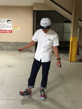 「Gimme Five（ギミーファイブ）のアイテム（トップス）」を使った、濱田 章敬さん（メンズ・170cm）の秋コーディネート