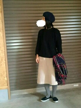 「reefur」｜「アイテム（ハンチング/ベレー帽）」を使った、yummyさん（レディース・157cm）の冬コーディネート