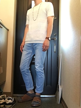 「URBAN RESEARCH（アーバンリサーチ）のアイテム（デニムパンツ、ブルー系）」を使った、hiyokoさん（メンズ・180cm）の夏コーディネート