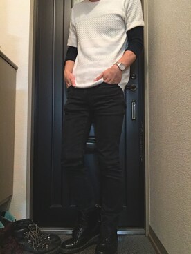 「SEIKO（セイコー）のアイテム（アナログ腕時計、ホワイト系）」を使った、hiyokoさん（メンズ・180cm）の秋コーディネート