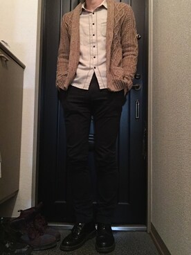 「Dr. Martens（ドクターマーチン）のアイテム（ブーツ、ブラック系）」を使った、hiyokoさん（メンズ・180cm）の秋コーディネート
