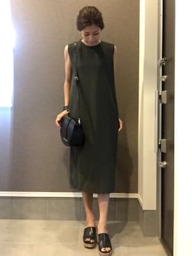 「アイテム（ワンピース/ドレス、グリーン系）」を使った、sayakaさん（レディース・166cm）の夏コーディネート