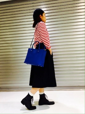 「ボーダーTシャツ」｜VOYAGE池袋西武さん（レディース・156cm）の春コーディネート