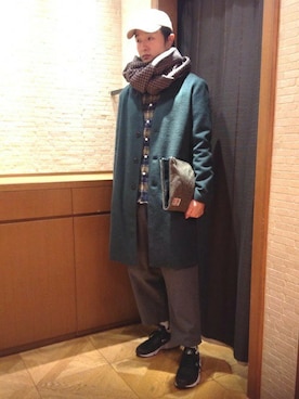 「SHIPS JET BLUE（シップスジェットブルー）のアイテム（帽子）」を使った、保坂さん（メンズ・179cm）の冬コーディネート