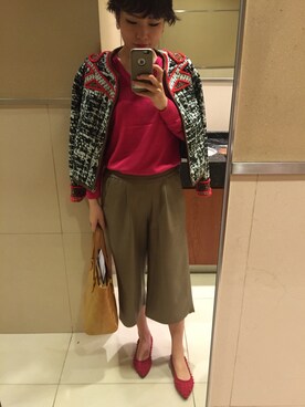 「ピンクニット」｜柏原さん（レディース・164cm）の秋コーディネート
