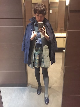 「ネイビーコーデ」｜「アイテム（トレンチコート）」を使った、柏原さん（レディース・164cm）の秋コーディネート