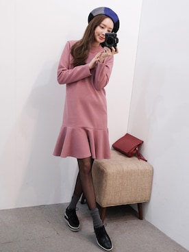「ロマンチック」｜「アイテム（ワンピース/ドレス）」を使った、ヘイドさん（レディース・162cm）の冬コーディネート