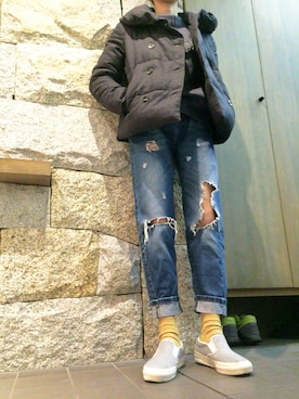 「SEVENDAYS=SUNDAY（セブンデイズサンデイ）のアイテム（ダウンジャケット/コート）」を使った、ゆかんちょさん（レディース・161cm）の冬コーディネート