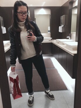 「MUJI」｜「アイテム（スタジャン）」を使った、Luxxetaさん（レディース・159cm）の冬コーディネート