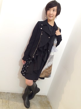 「アイテム（ライダースジャケット）」を使った、suzukiさん（レディース・156cm）の夏コーディネート