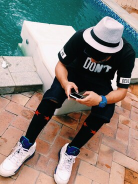 「XPXのアイテム」を使った、胡浠澤さん（メンズ・175cm）の夏コーディネート