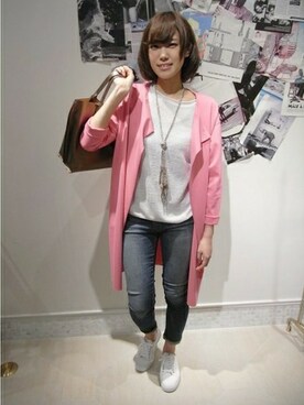 「FIGARO Paris（フィガロパリ）のアイテム（ジャケット/アウター）」を使った、スタッフ4さん（レディース・161cm）の夏コーディネート