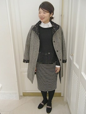 「FIGARO Paris（フィガロパリ）のアイテム（ジャケット/アウター）」を使った、スタッフ4さん（レディース・161cm）の秋コーディネート