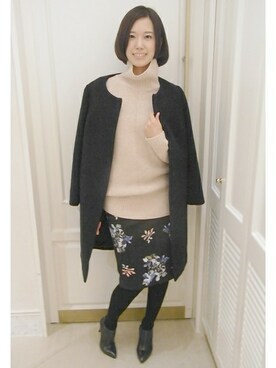「FIGARO Paris（フィガロパリ）のアイテム（ジャケット/アウター）」を使った、スタッフ4さん（レディース・161cm）の秋コーディネート