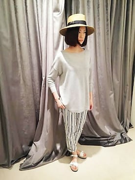 「FIGARO Paris（フィガロパリ）のアイテム（帽子）」を使った、スタッフ4さん（レディース・165cm）の春コーディネート