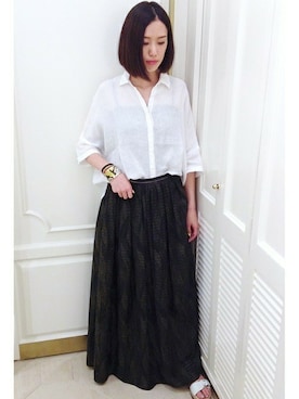 「FIGARO Paris（フィガロパリ）のアイテム（アクセサリー）」を使った、スタッフ4さん（レディース・165cm）の春コーディネート