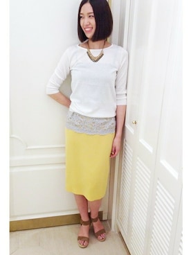 「FIGARO Paris（フィガロパリ）のアイテム（アクセサリー）」を使った、スタッフ4さん（レディース・165cm）の春コーディネート
