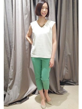 「FIGARO Paris（フィガロパリ）のアイテム」を使った、スタッフ4さん（レディース・165cm）の夏コーディネート