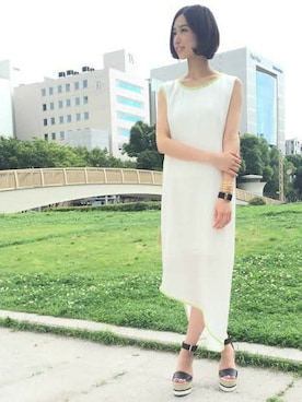 「FIGARO Paris（フィガロパリ）のアイテム（アクセサリー）」を使った、スタッフ4さん（レディース・165cm）の夏コーディネート