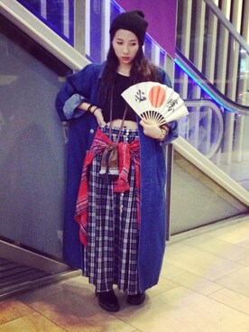 「skirt」｜「アイテム（デニムジャケット）」を使った、Amanさん（レディース・164cm）の春コーディネート
