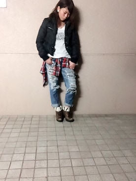 「DSQUARED2（ディースクエアード）のアイテム（ジャケット/アウター）」を使った、Rionさん（レディース・157cm）の春コーディネート